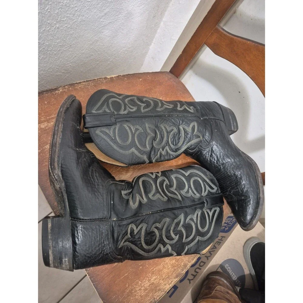 Justin Boots 8517 Black Cowhide Leather Western Classic Men's 11.5D USA